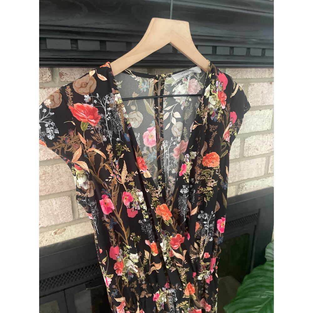 Marella Floral Wide Leg Jumpsuit Small Black Surplice Garden Girl - Picture 4 of 9